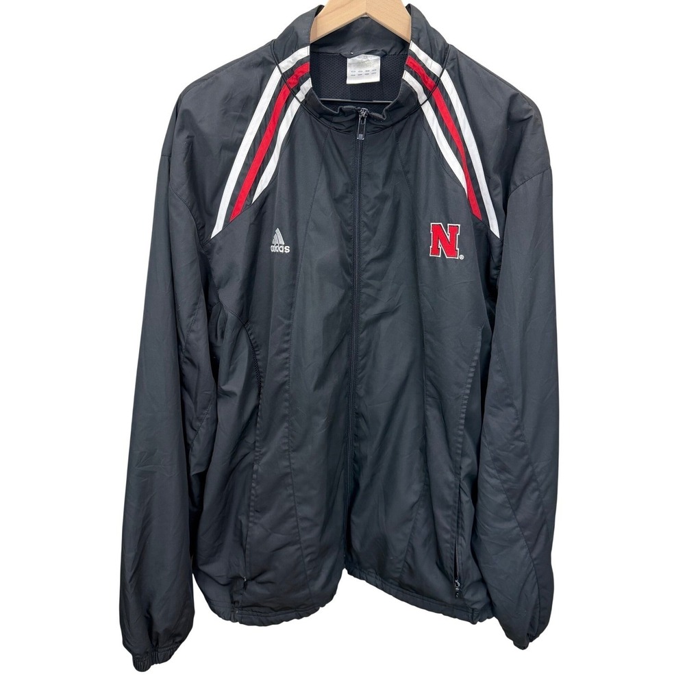 VTG Y2K Adidas Nebraska Huskers Mens Size XL Wind Jacket Sportswear Streetwear